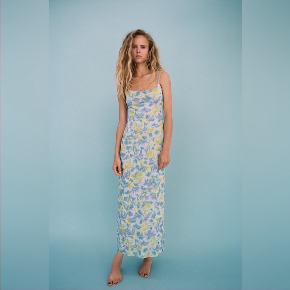 Printed midi tulle dress with bow